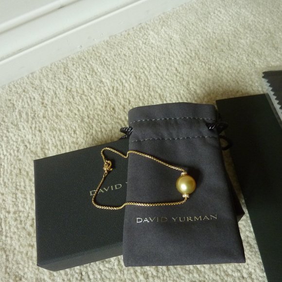 David Yurman Solari Single Station Bracelet 18K Gold South Sea Pearl w/ Diamonds - Picture 5 of 10